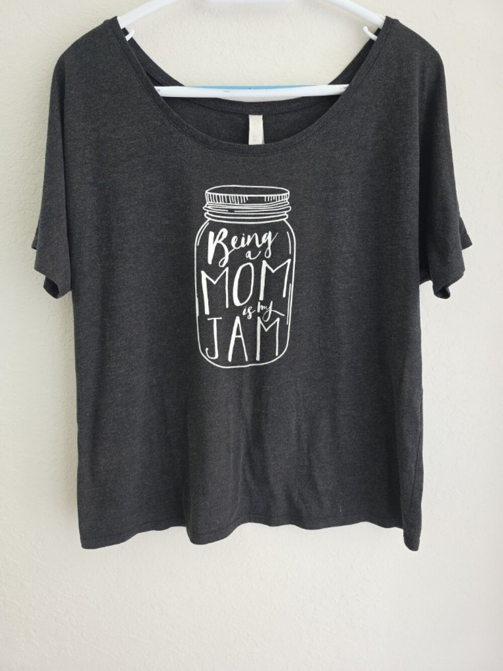 Bella Canvas Mom Graphic Tee M Gray Being A‎ Mom Is My Jam Dolman Top